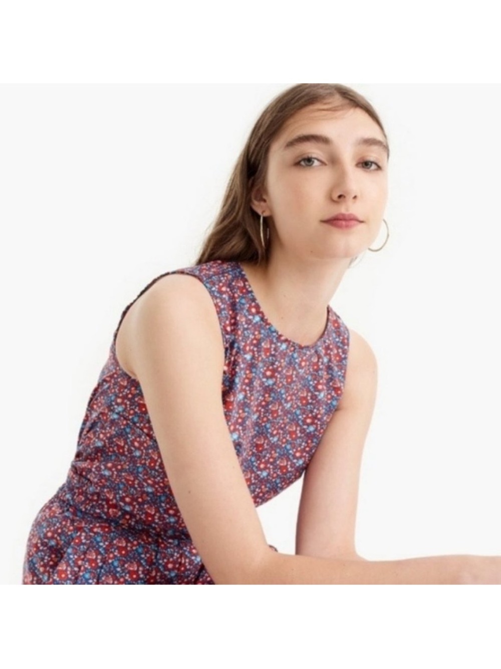 Jcrew Sleeveless tank in Libertyยฎ Betsy Ann floral in AZURE CERISE